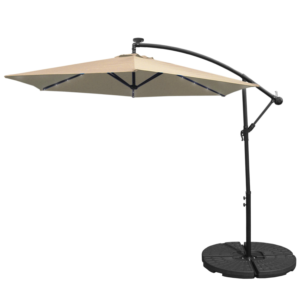 Beige 3m LED Zweefparasol met Voet