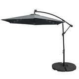 Grijs 3m LED Zweefparasol met Voet