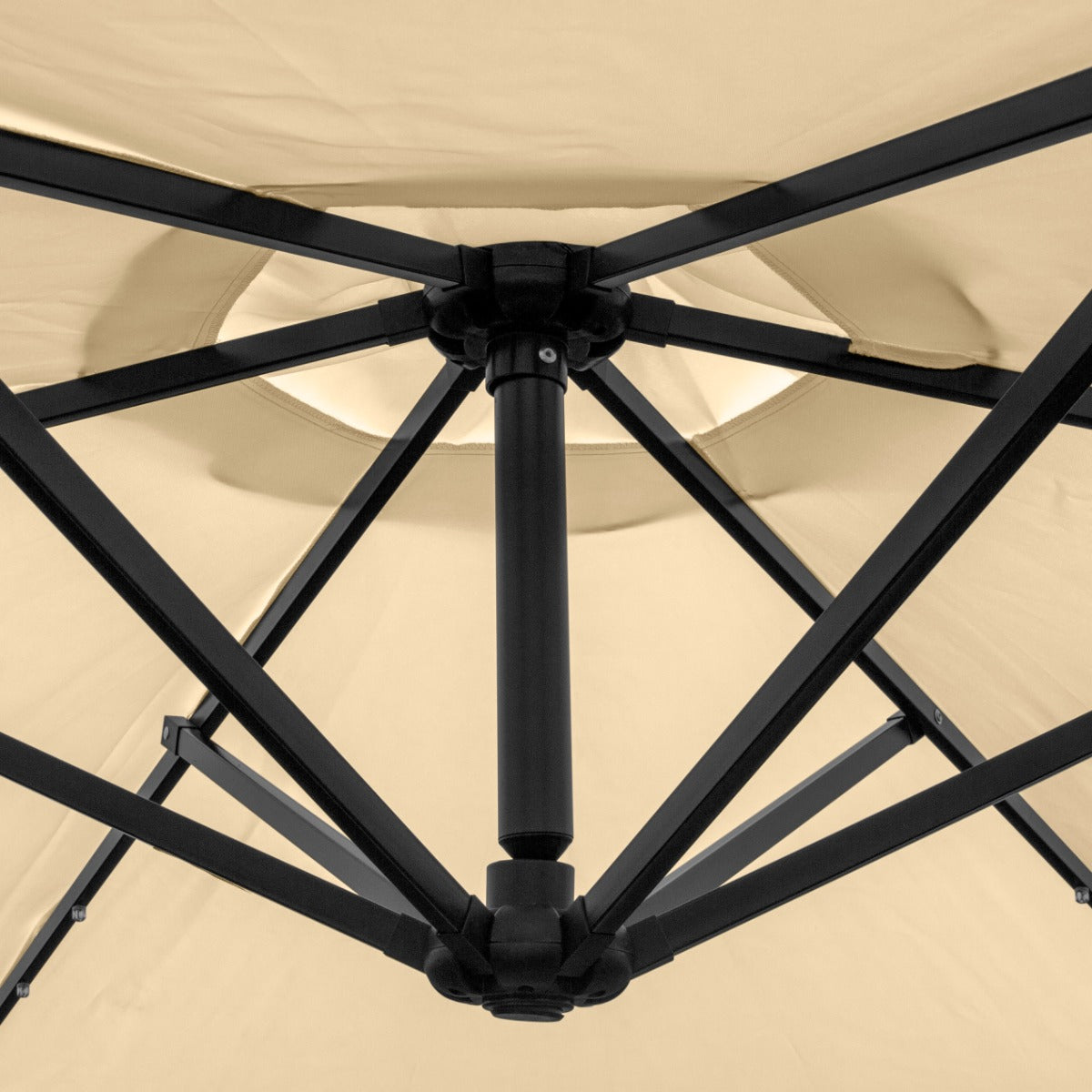 Beige 3m LED Zweefparasol met een eenvoudige voet