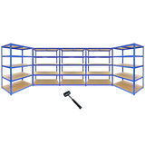 Monster Racking T-Rax Sterke Opbergrekken, Blauw, 120cm B, 60cm D, Set van 5