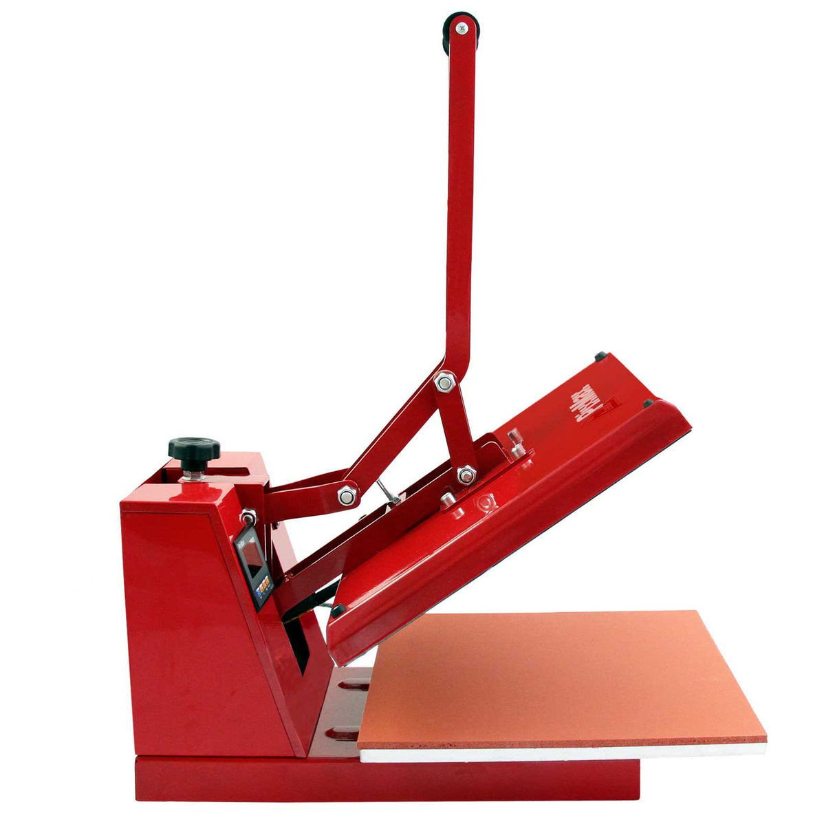 Rode PixMax 50cm clam hittepers met verstelbare arm, stevige basis en een gladde, oranje persplaat voor vinyloverdracht