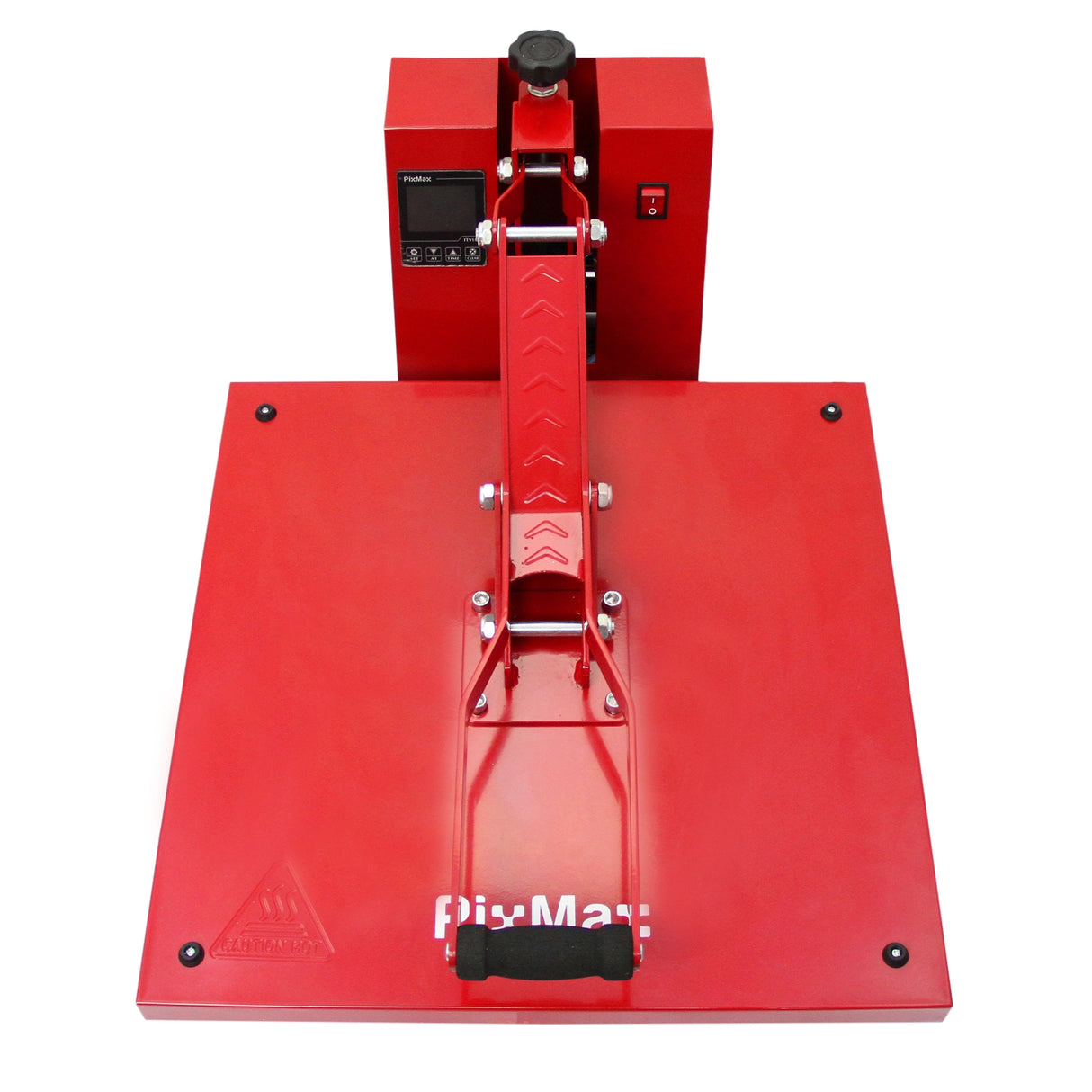 Rode 50cm Clam hittepers met stevige metalen constructie, digitale bediening en een groot drukoppervlak voor diverse toepassingen