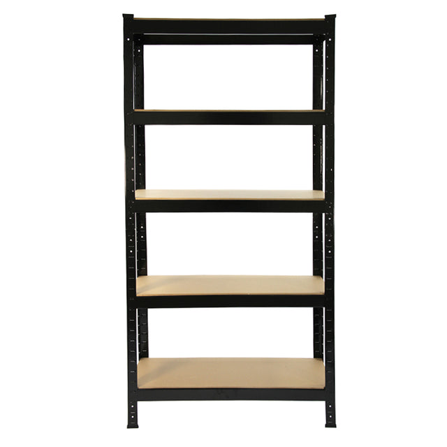 Zwart metalen opslagrek met vier houten planken, ideaal voor zware opslag, 75 cm breed en 30 cm diep, set van 2