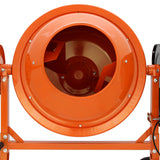 Oranje 70L elektrische cementmixer met een gladde, ronde kuip en stevige troffelset voor efficiënt mengen van materialen