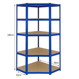 5 x T-rax Stellingkasten - 90x45x180 cm - Blauw