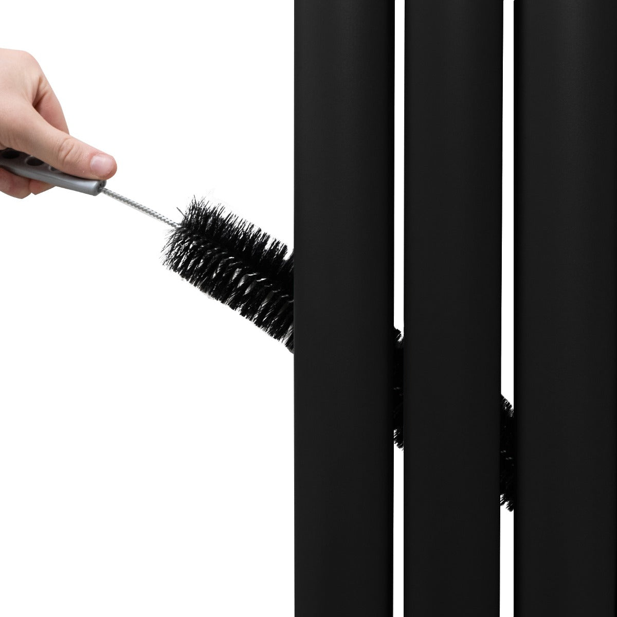 Ovale Spiegelradiator & Kleppen - 1800mm x 380mm - Zwart