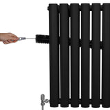 Ovale Kolomradiator & TRV Chroomkranen - 600mm x 1200mm – Zwart