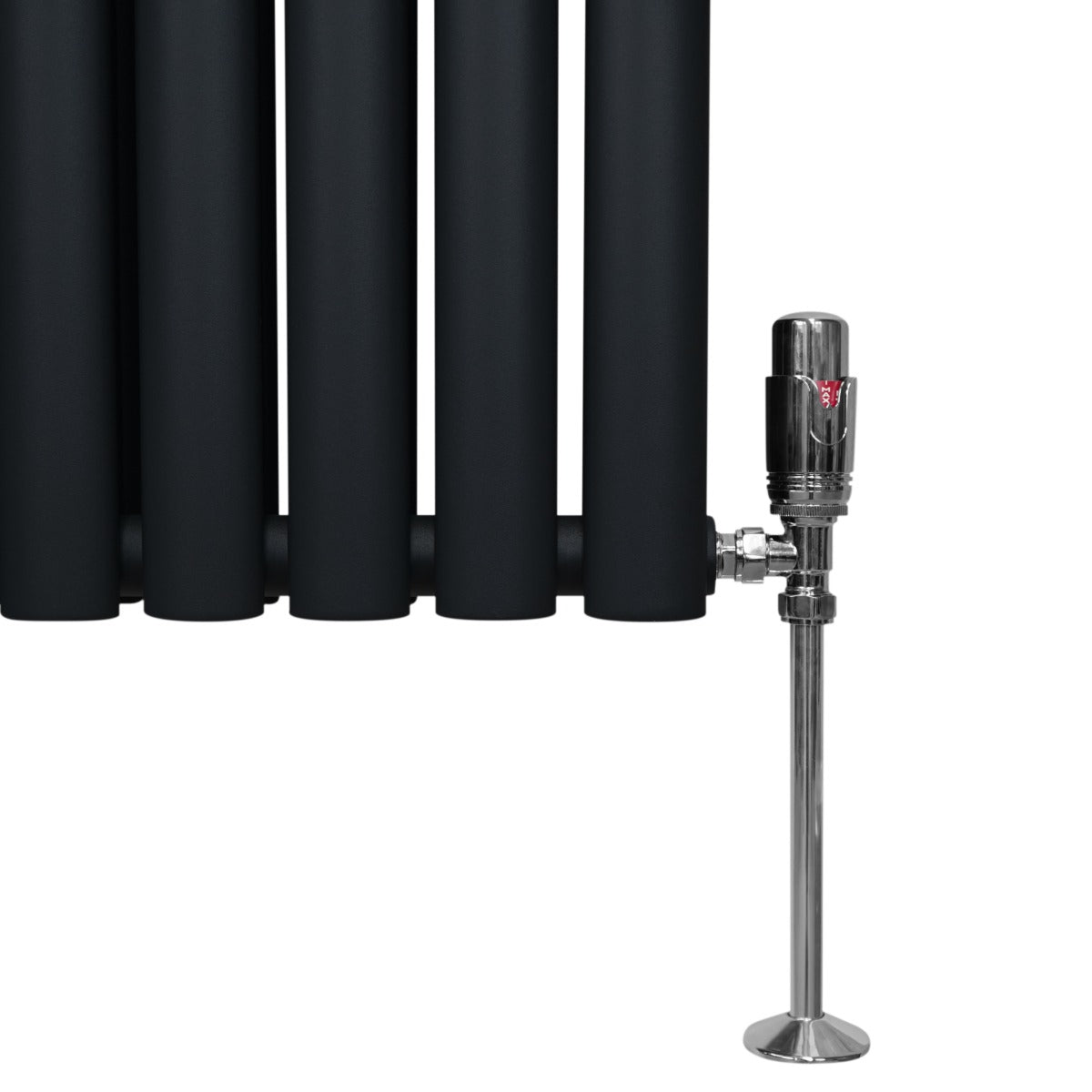 Ovale Kolomradiator & TRV Chroomkranen - 600mm x 1200mm – Zwart