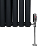 Ovale Kolomradiator & TRV Chroomkranen - 600mm x 1200mm – Zwart