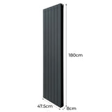 Aluminium Radiator & Kleppen - 1800mm x 475mm - Antraciet Grijs