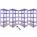 5 x T-rax Stellingkasten - 90x45x180 cm - Blauw