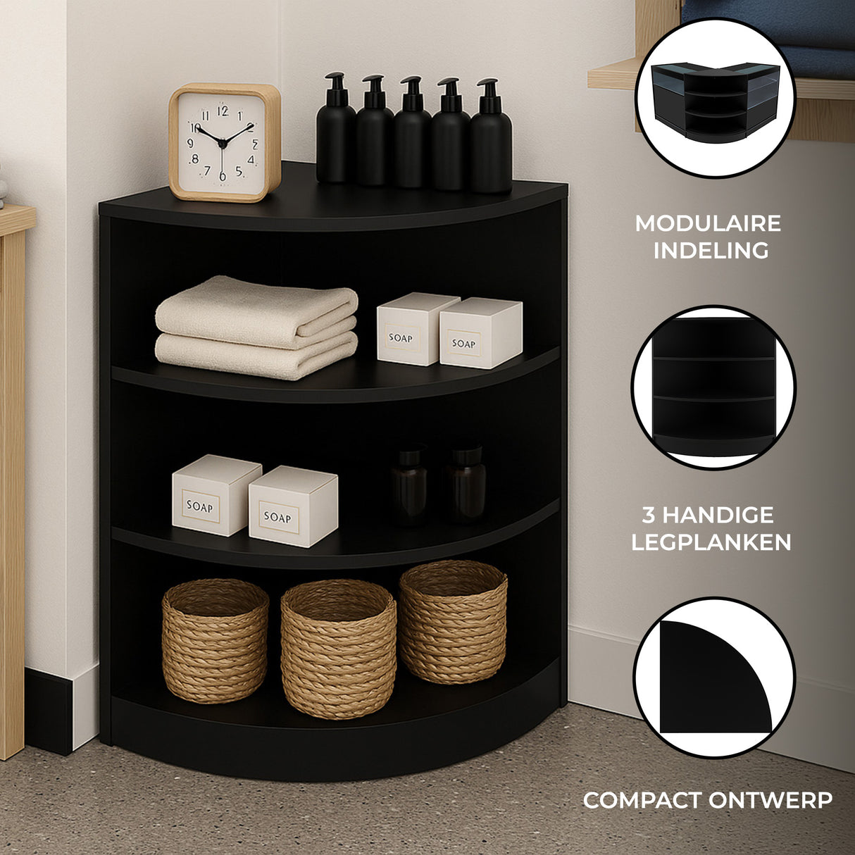 Detailhandel Winkel Hoek Toonbank LM60 - Zwart