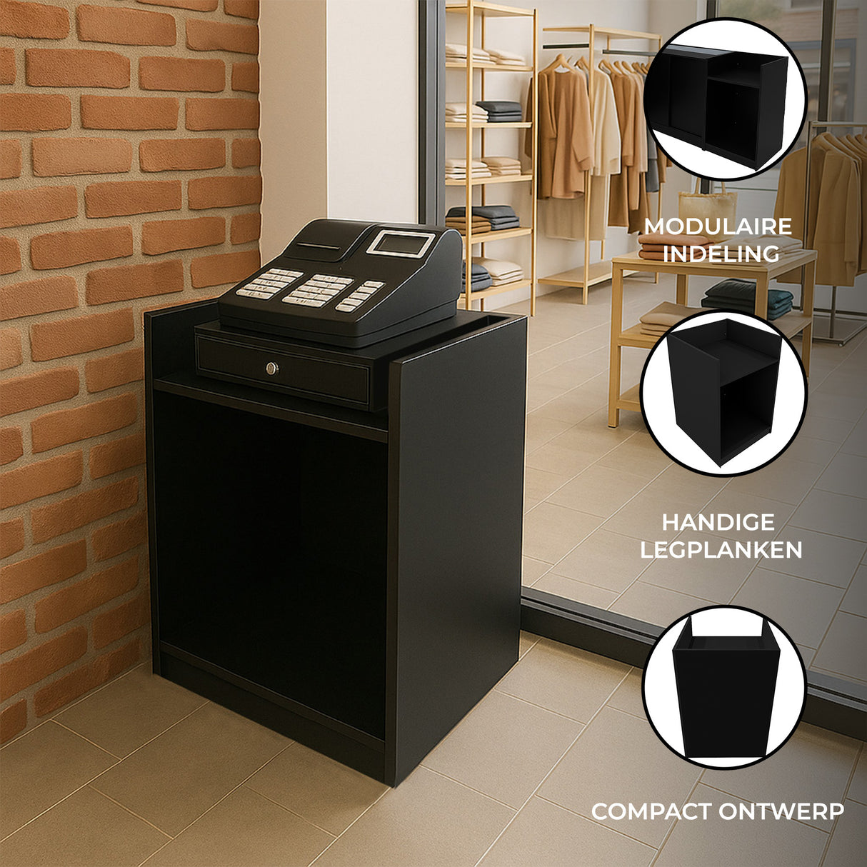 Winkel Toonbank Kassabalie TB60 - Zwart