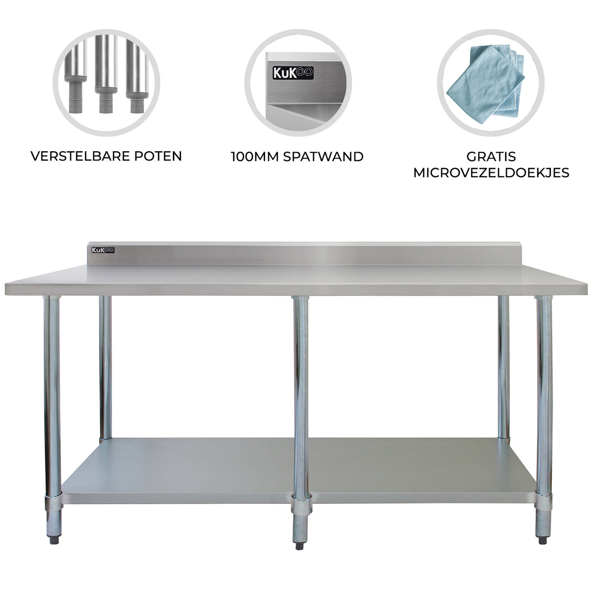 Commerciële RVS Horeca Werktafel - 213 cm breed