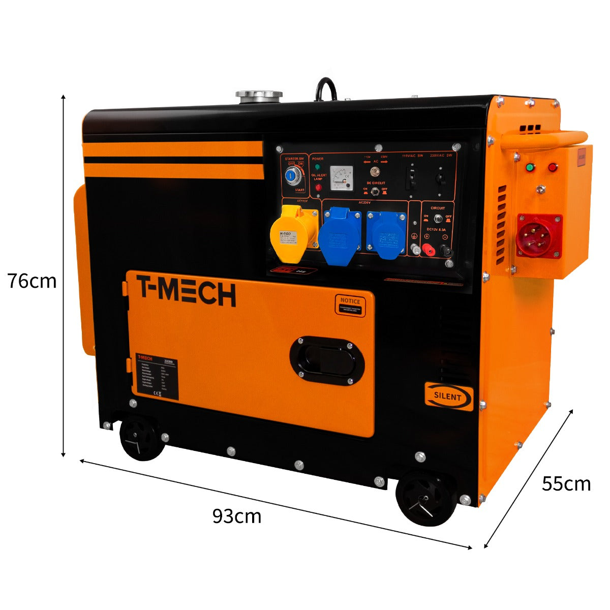 T-Mech Stille Diesel generator - Eenfasig 230V - Gesloten Frame