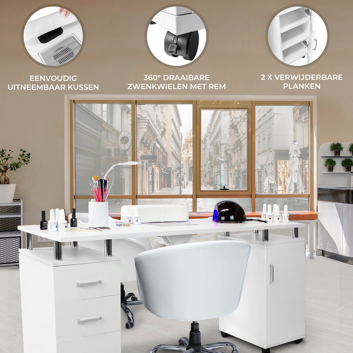 Professionele Manicure Tafel met Afzuiging - Wit