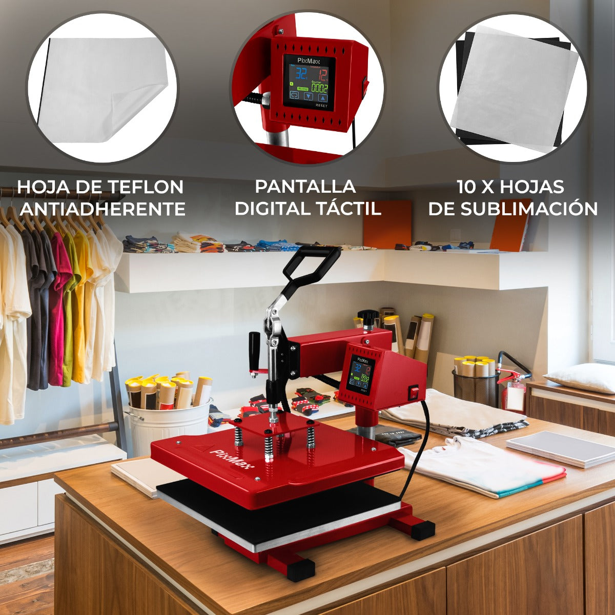 38 cm x 38 cm Swing Hitte Pers Machine, Teflon vel & Sublimatie papier