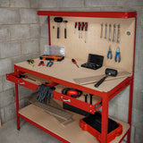 Werkbank + Ophangbord + Lade + Verlichting - Rood
