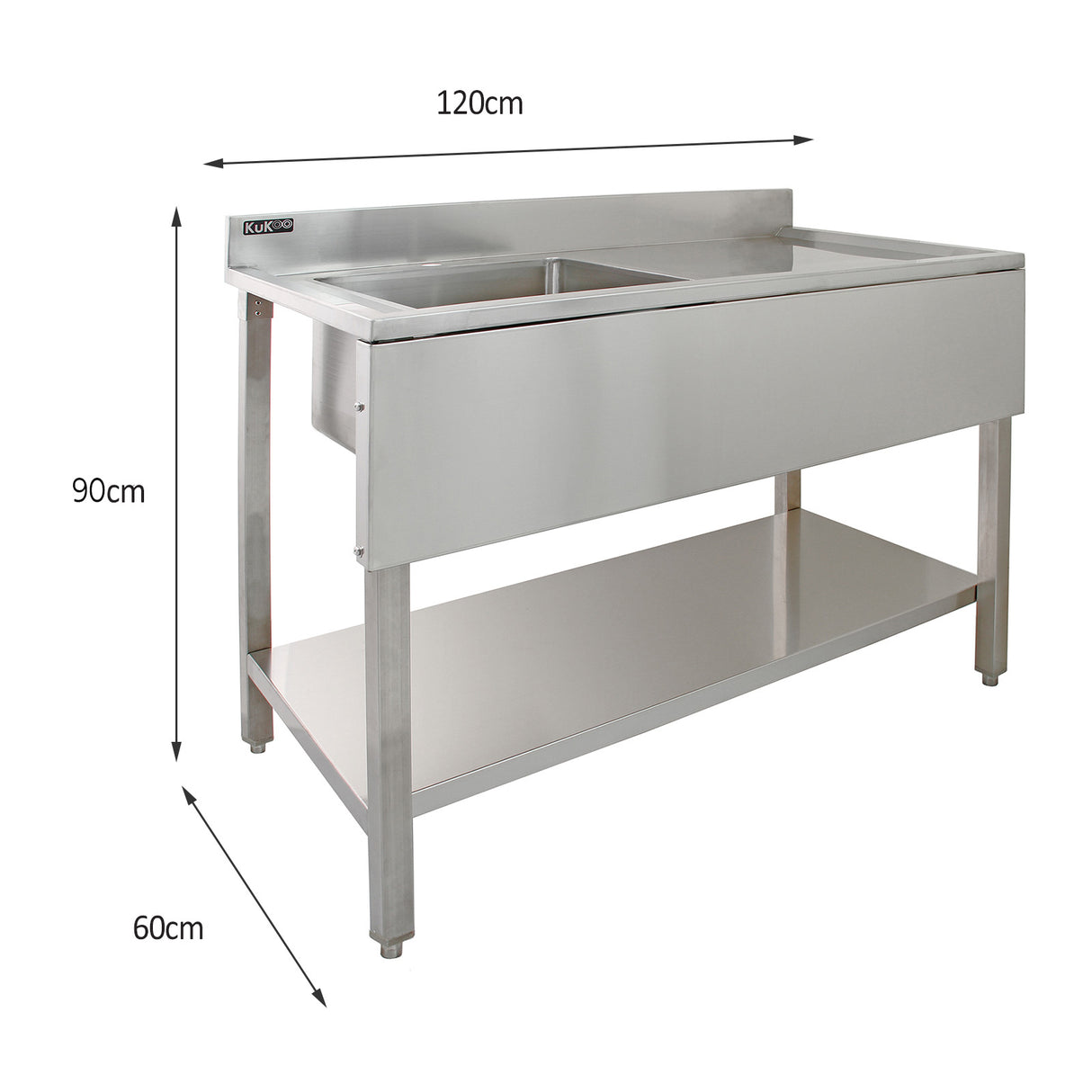 KuKoo Professionele Catering Spoeltafel - RVS - Rechter Afdruipvlak