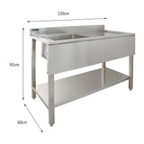 KuKoo Professionele Catering Spoeltafel - RVS - Rechter Afdruipvlak