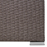 Grijze polyrattan hoekmeubelset met een geweven textuur en metalen poten, perfect voor buitengebruik en moderne tuinen
