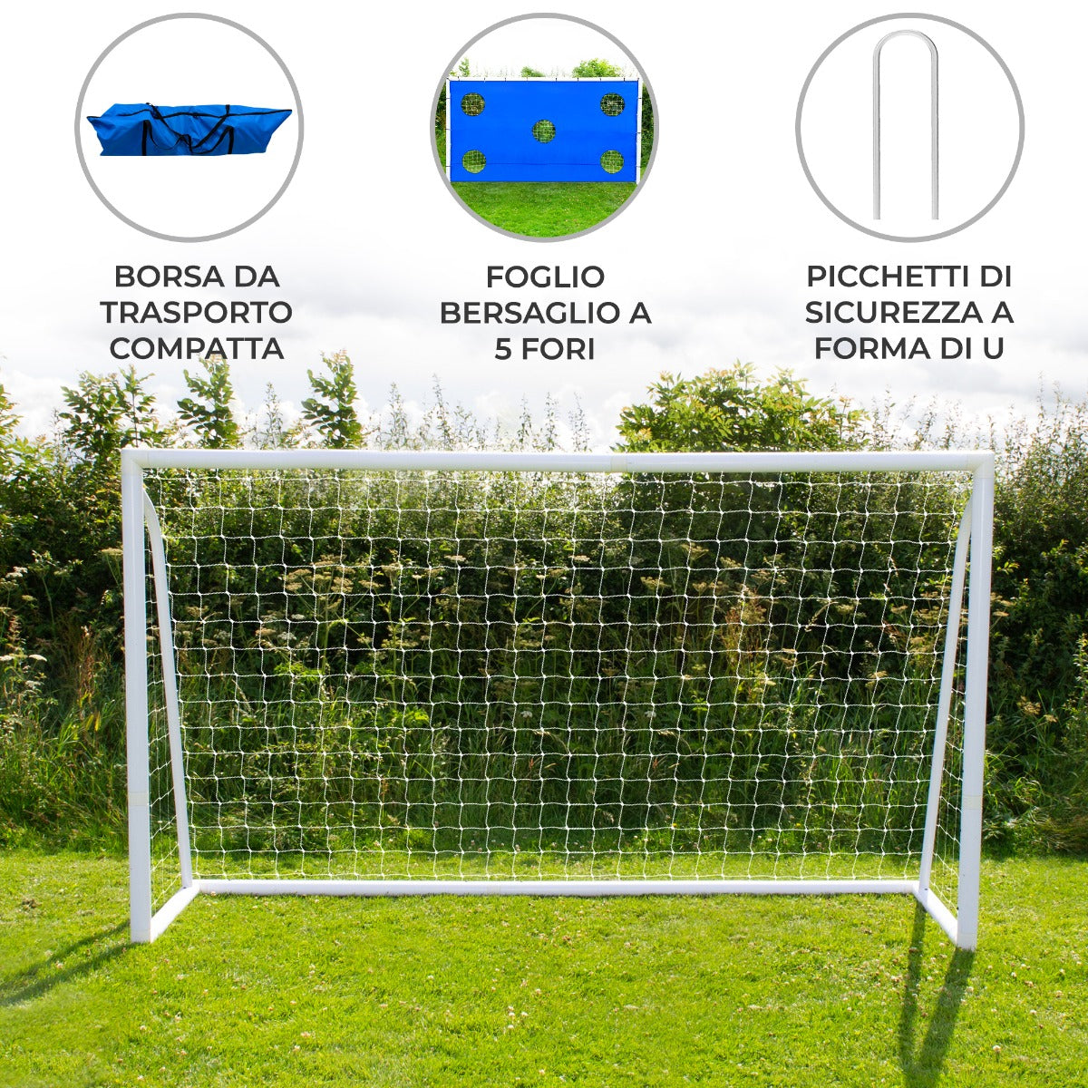 366cm x 184cm Voetbaldoel, Draagtas en Doelscherm