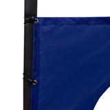Donkerblauw voetbaldoel doelwitdoek met stevige randen en metalen bevestigingen, ideaal voor training en wedstrijden