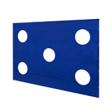 Blauw voetbaldoel met vijf doelwitten, gemaakt van stevig materiaal, ideaal voor training en precisieschoten in de tuin