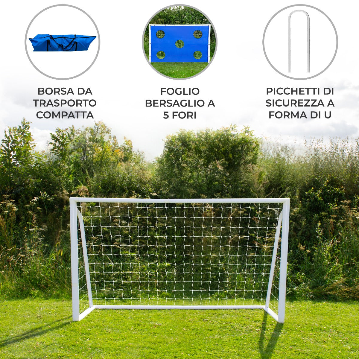 185cm x 121cm Voetbaldoel, Draagtas en Doelscherm
