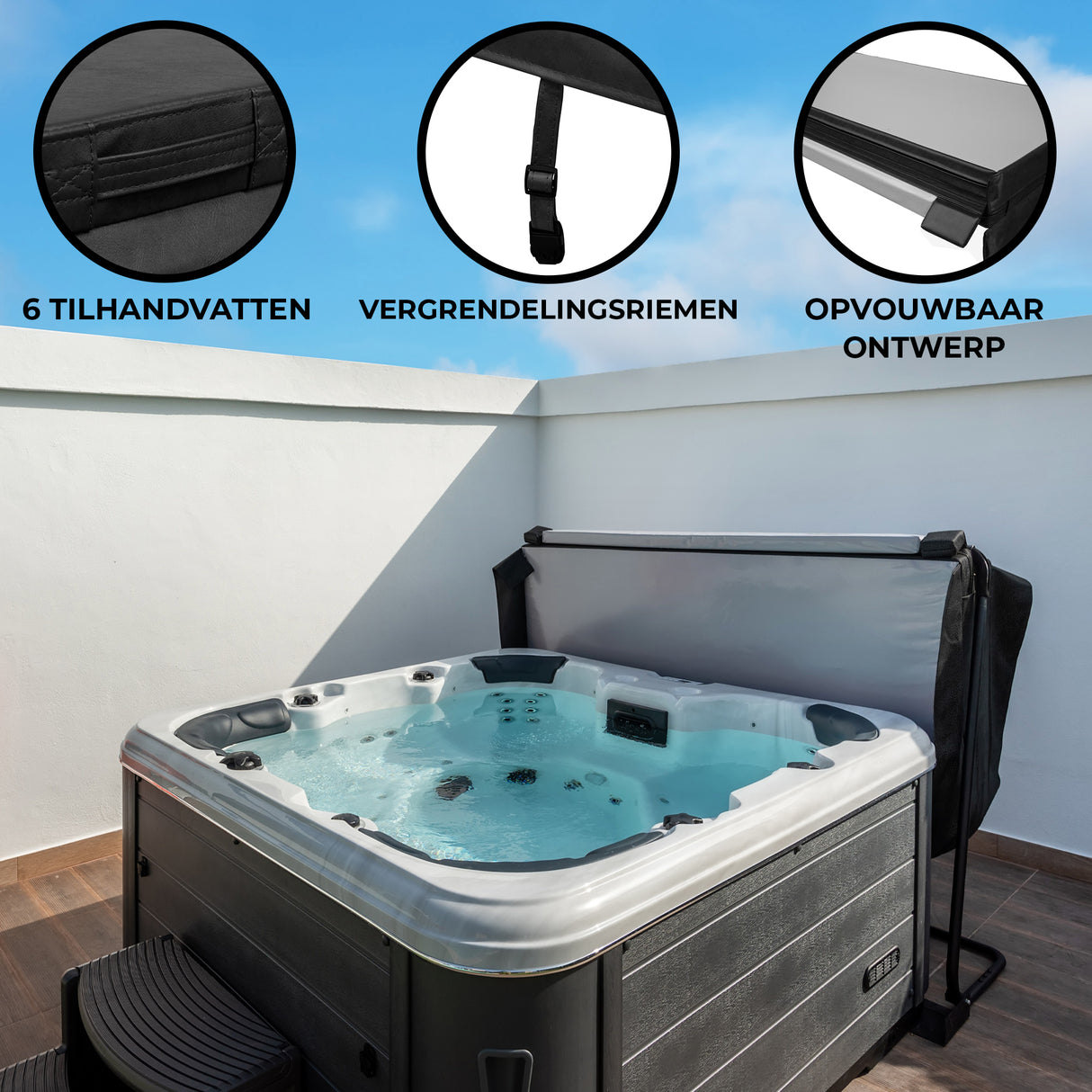2m Spa-hoezen voor Bubbelbad – Zwart