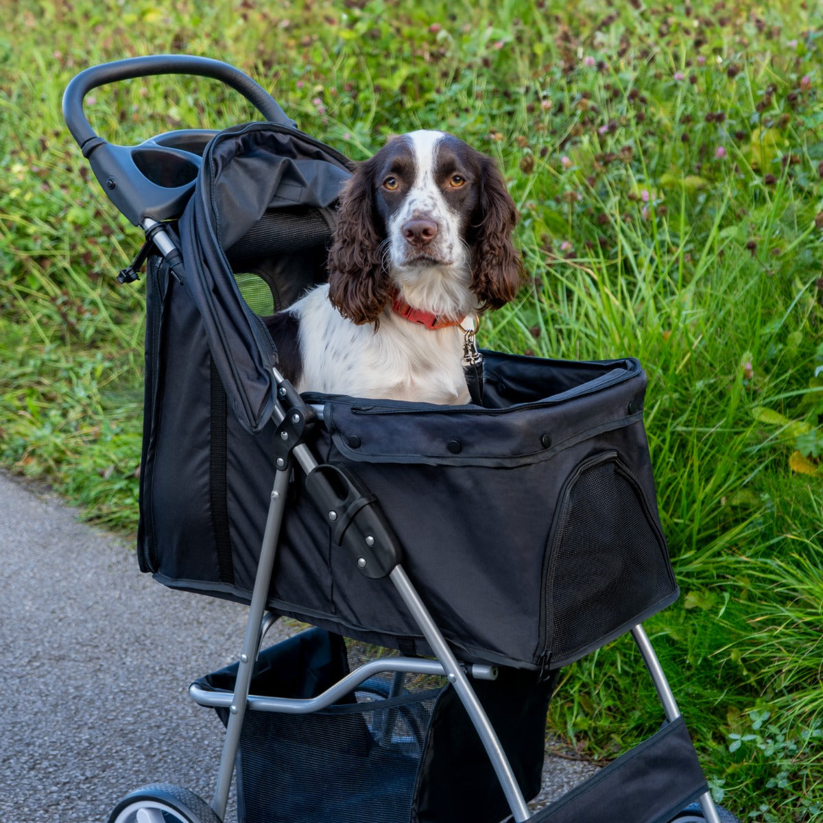 Hondenbuggy met Regenhoes - Zwart