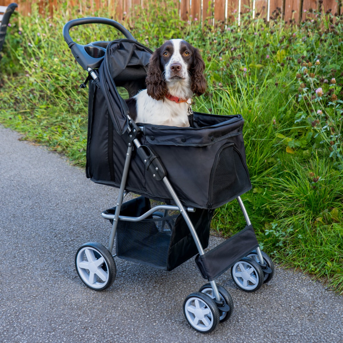 Hondenbuggy met Regenhoes - Zwart