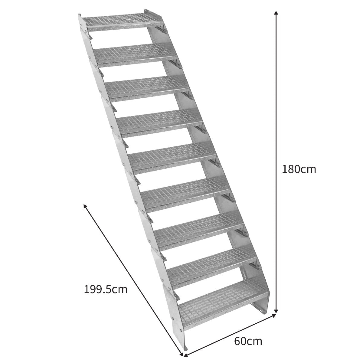 Verstelbare 9-delige verzinkte trap - 600 mm breed