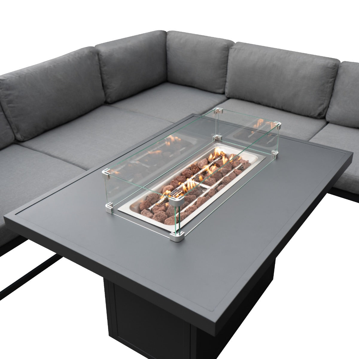 Modulaire Tuinmeubelset met Vuurschaal Grijs