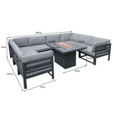 Modulaire Tuinmeubelset met Vuurschaal Grijs