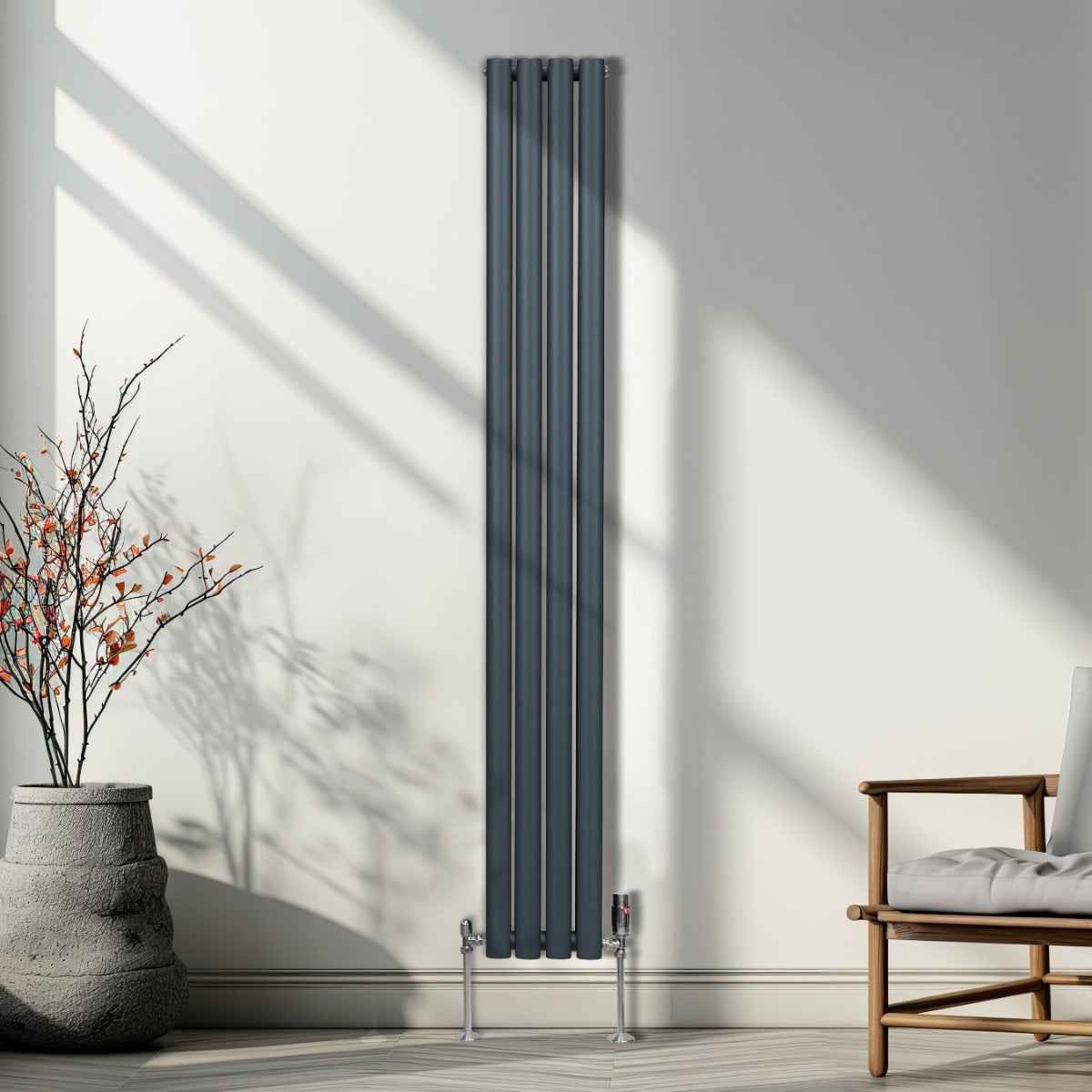 Ovale Kolomradiator - 1800mm x 240mm - Grijs