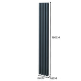 Ovale Kolomradiator - 1800mm x 240mm - Grijs