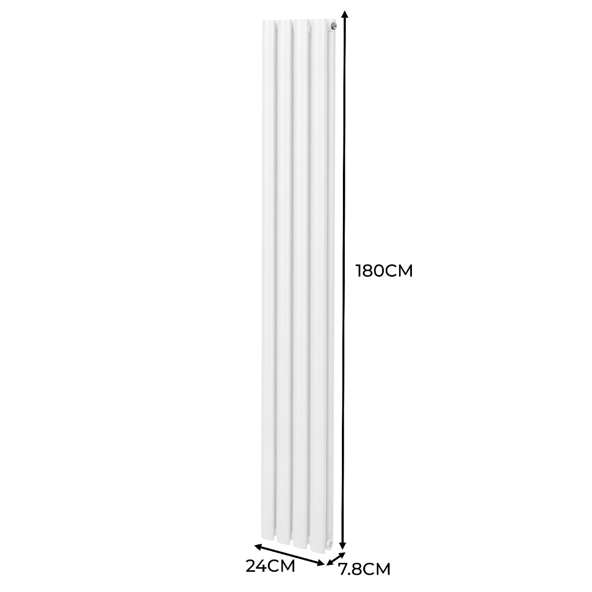 Ovale Kolomradiator - 1800mm x 240mm - Wit
