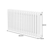 Traditionele 3 Kolom Radiator - 600 x 832mm - Wit