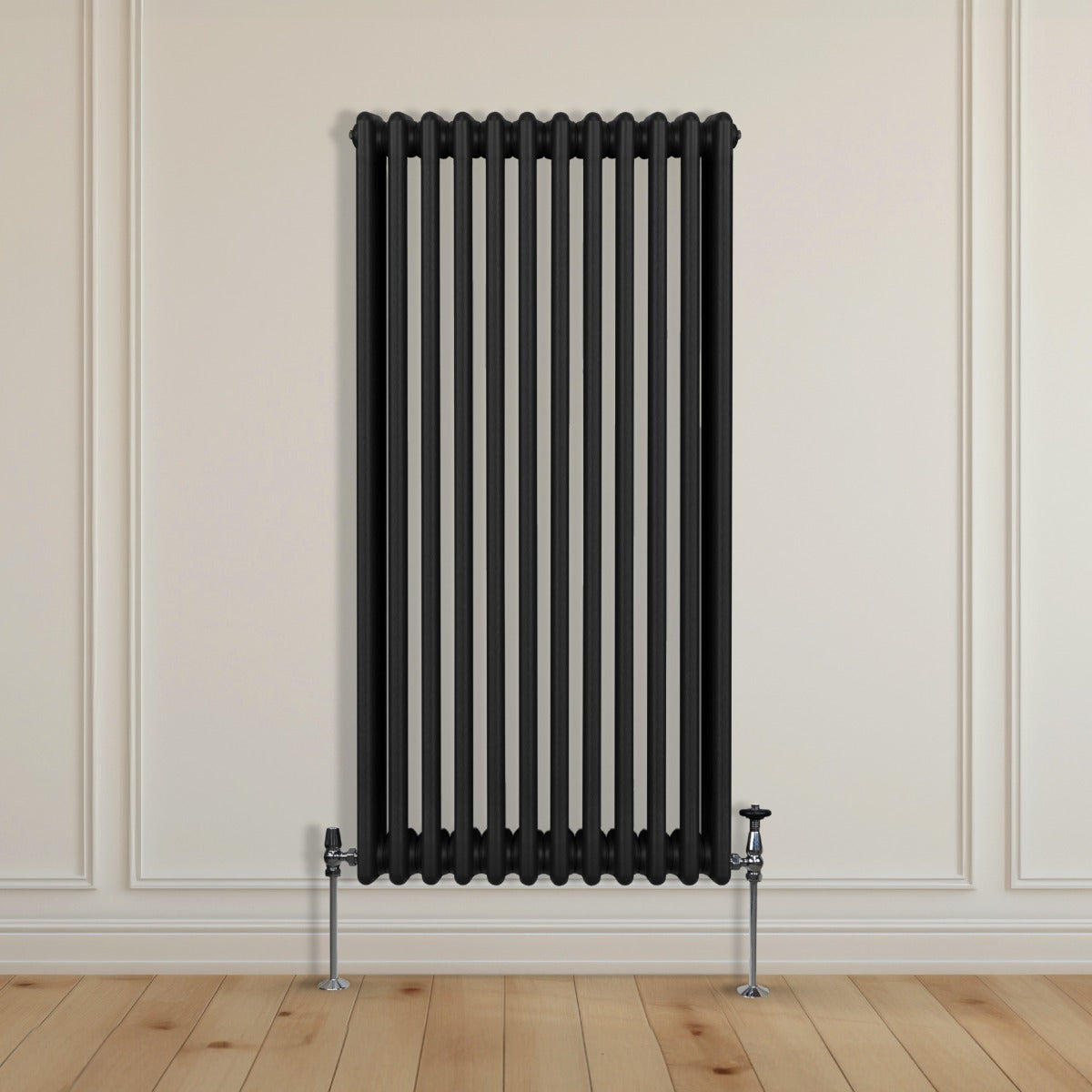Traditionele 3 Kolom Verticaal Radiator - 1500 x 562mm - Zwart