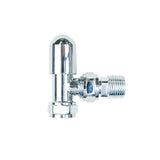 Chroom thermostatische radiatorkraan met glanzende afwerking, ronde vorm en stevige verbinding voor optimale temperatuurregeling