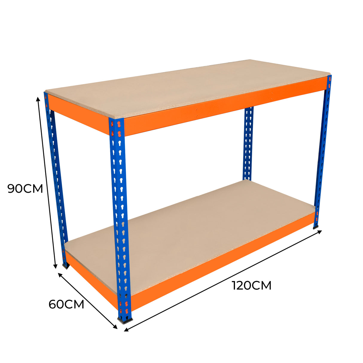 Werkbank met 2 Planken S-Rax - 120cm x 60cm x 90cm