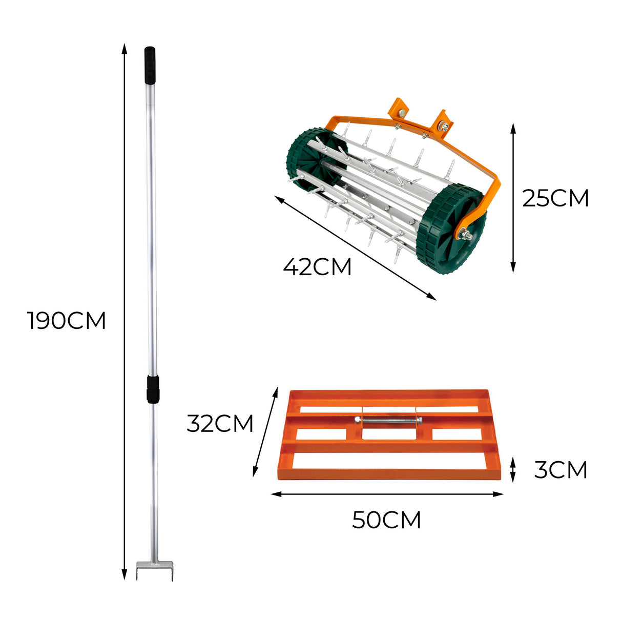 2-in-1 Verticuteer- en Gazonvlakker Set van 50 cm - Oranje