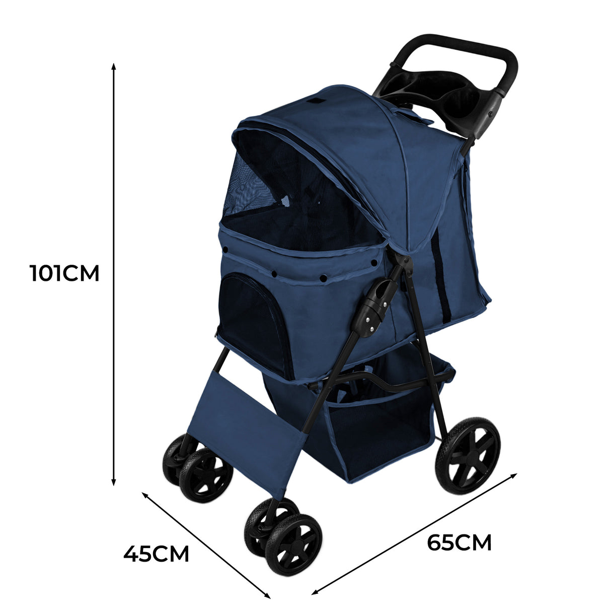 Hondenbuggy met Regenhoes – Marineblauw