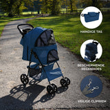Hondenbuggy met Regenhoes en Organizer Tas - Marineblauw