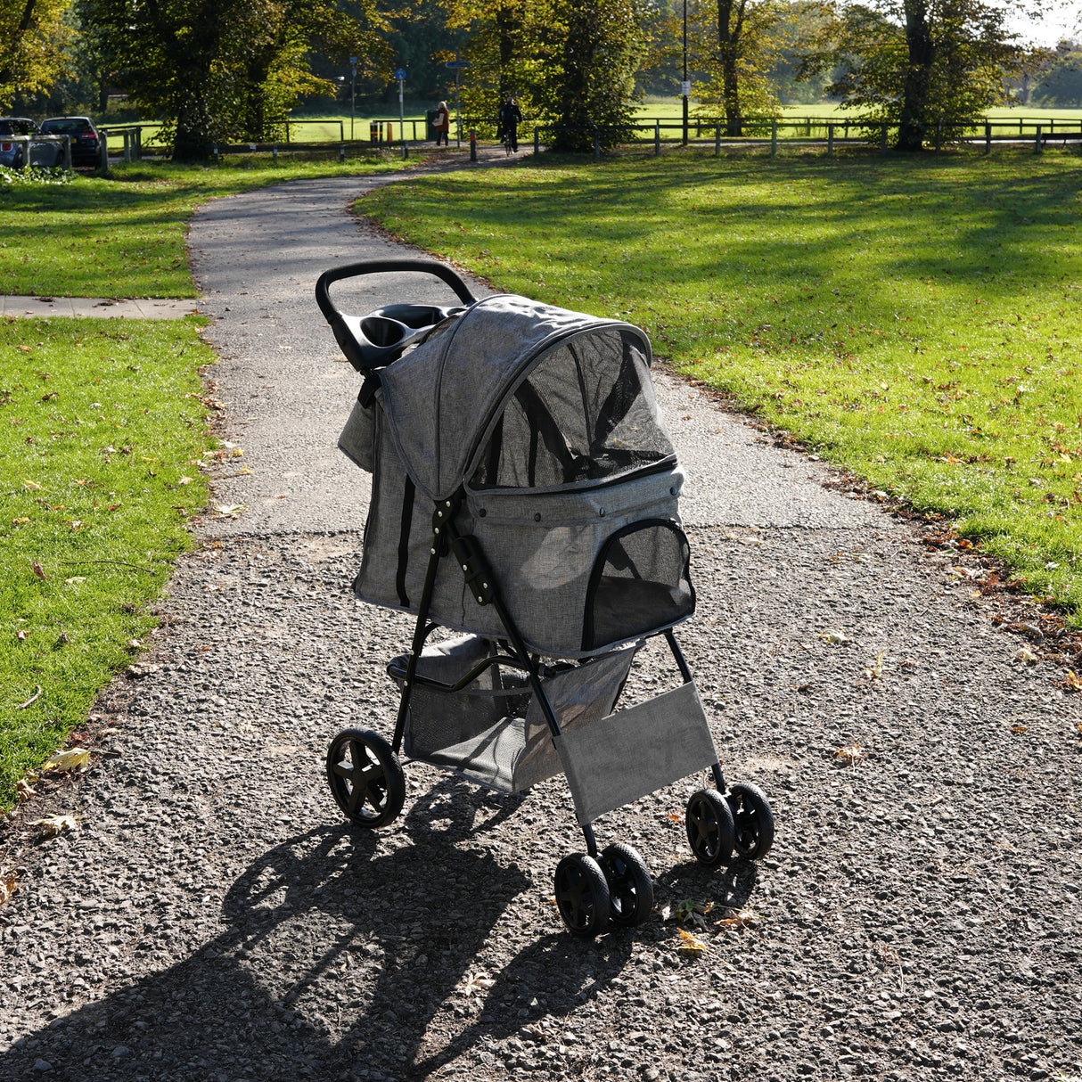 Hondenbuggy met Regenhoes en Organizer Tas - Grijs