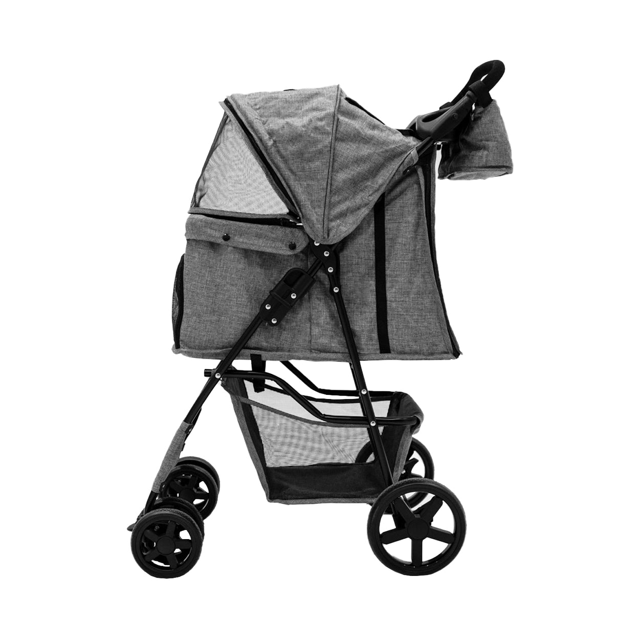 Hondenbuggy met Regenhoes en Organizer Tas - Grijs