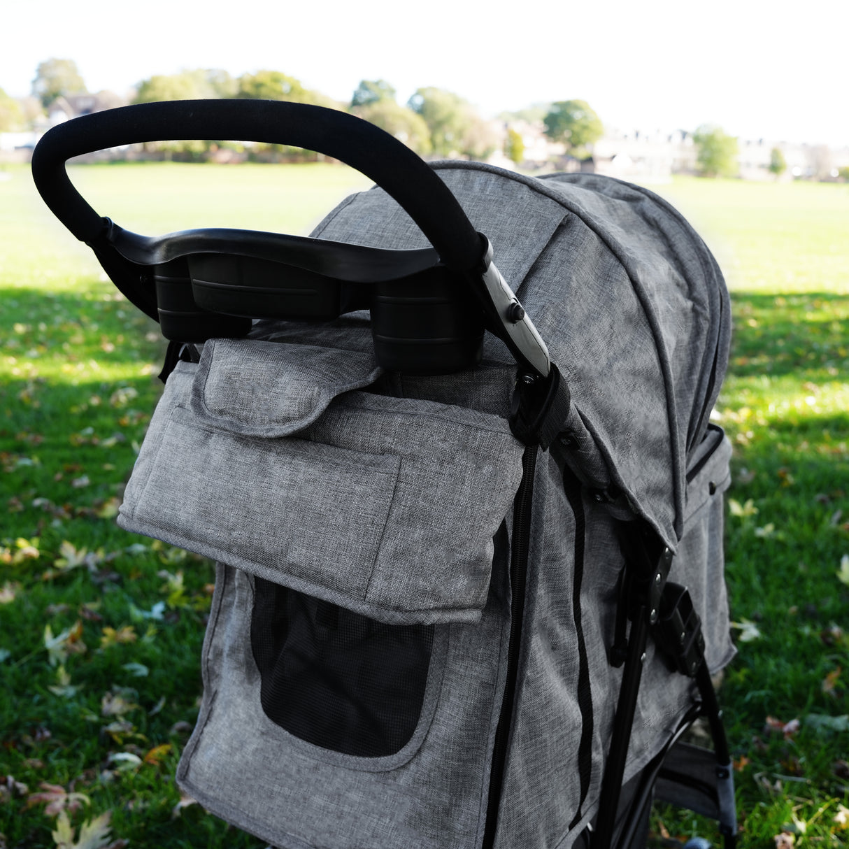 Hondenbuggy met Regenhoes en Organizer Tas - Grijs