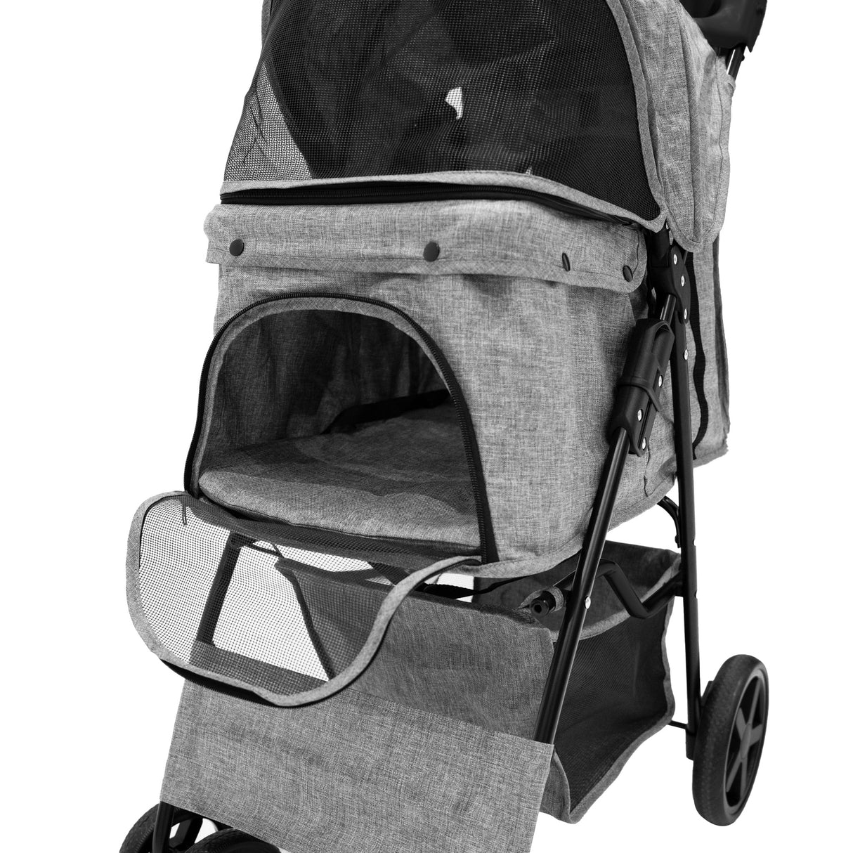 Hondenbuggy met Regenhoes en Organizer Tas - Grijs