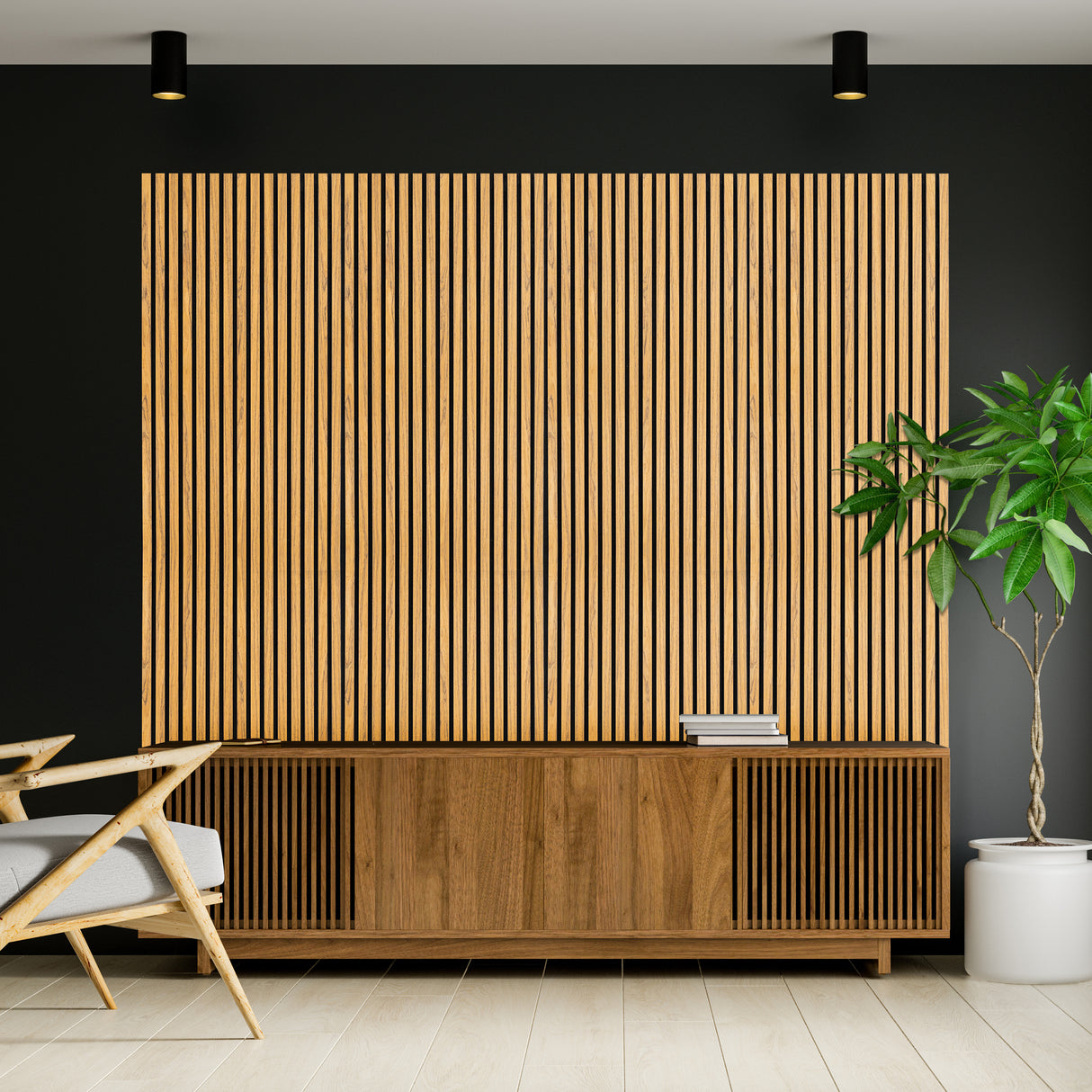 Akoestische Wandpanelen met Lamellen x 2 – Eik